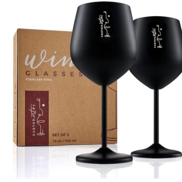 Gusto Nostro Stainless Other - BlackSteel Wine Glasses Set